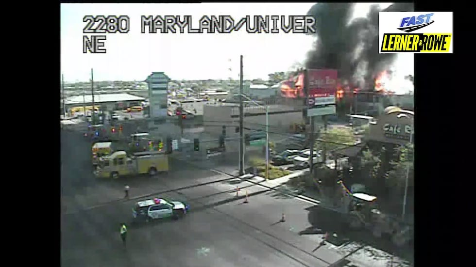 A fire near the campus of UNLV shot smoke into the air visible throughout the Las Vegas Valley...